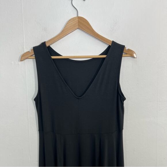 Eileen Fisher Dark Gray Organic Cotton Jersey V-Back Fit & Flare Dress Size PS - Picture 6 of 9